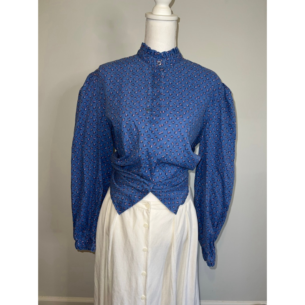 VTG Western Country 90s Pam's Closet Blue Floral Blouse M-L